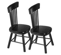 Kisangel 2 pièces Lot de Chaises Miniatures Bois Noires pour Maison de Poupée Décor Vintage pour Mobilier de Bureau Accessoires Décoratifs pour Maison Miniature