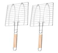 Kisangel 2 pièces Panier de Grillade Maille Rigide pour Poisson et Viande Accessoires Barbecue Camping Clip à Viande Anti-Chute Facile à Nettoyer pour Barbecue Extérieur