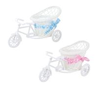 Kisangel 2 pièces Panier Rotin Mariage Décor Artisanal Tricycle Mini Panier Suspendu Décoration Fleur Élégante pour Table et Maison Cadeau Romantique Mariage Couleur Couleur Aléatoire