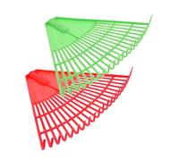 Kisangel 2 pièces Râteau de Jardin Dents Plastique Portable Râteau à Gazon pour Herbe Outil pour Désherbage et Ramassage de Débris Lot de Rouge Vert