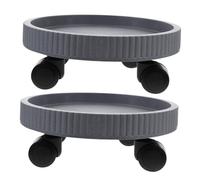 Kisangel 2 pièces Support de Plantes à roulettes Plateau Rond Mobile Renforcé pour Pots de Fleurs Intérieur et Extérieur Base avec Roues Charge Forte et Protection Sol