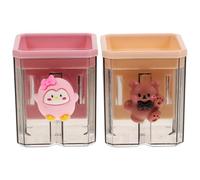 Kisangel 2 Pièces Taille-crayon Cartoon Double Trou en Plastique, Poche | Surface Lisse, Forme Créative et Colorée, Usage Maison ou Cours D’art, pour Adultes et Étudiants