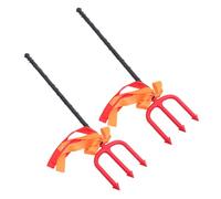 Kisangel 2 pièces Trident de Démon Plastique Accessoires Cosplay Halloween et Portables Trident Rouge Réaliste pour Adultes Fête Carnaval et Déguisement