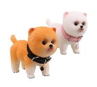 Kisangel 2 Pièces Vinyl Dog Statue Realistic Pomeranian Puppy Toy Lightweight Kid-Friendly Companion for Home Decor and Pet Lovers