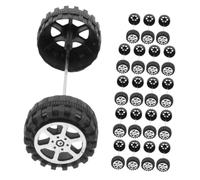 Kisangel 20 Ensembles Rc Car Tires and Axles Replacement Kit Plastic Wheels with Axles for Model Cars DIY Vehicle Accessories for Teens and Collectors