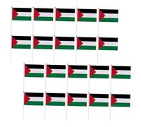 Kisangel 20 pièces Drapeaux Palestiniens à Main avec Manche Plastique Petits Drapeaux à Agiter pour Voiture Événements et Décoration Intérieure