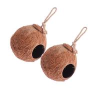 Kisangel 2pièces Nid Oiseau en Coquille de Noix Naturelle Maison Suspendue pour Perroquet et Oiseaux Lit pour Cage avec Abri Privé