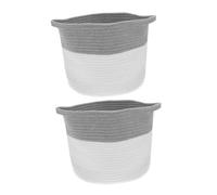 Kisangel 2pièces Panier De Rangement Corde De Coton Tressée Avec Poignée Panier à Linge Rond Pour Chambre Garçon Fille Organisateur De Bureau