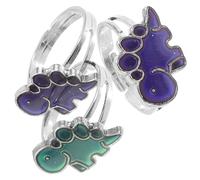 Kisangel 3 pièces Bague Humeur Dinosaure Réglable Anneaux Changeant de Couleur Selon Température Bijoux Mode pour Femmes et Adolescents Cadeau Anniversaire Original
