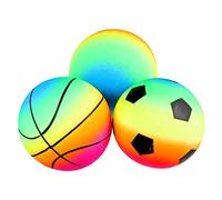 Kisangel 3 pièces Balles Gonflables Garçon Fille PVC Haute Élasticité Balles Arc Ciel Rebondissantes pour Jeux Extérieurs Adaptées Garçons Filles Piscine Plage