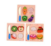 Kisangel 3 pièces Bois à Cordon pour Garçon Fille Puzzle de Coupe Simulation Jeu de Construction Éducatif pour Développement des Habiletés Manuelles