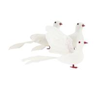 Kisangel 3 Pièces Colombes Blanches Artificielles Réalistes Décorations de Pigeons Simulés pour Jardin et Mariage Ornements Oiseaux à Haute Ressemblance pour Intérieur et Extérieur
