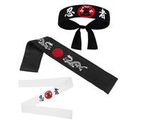 Kisangel 3 Pièces Hachimaki Bandeaux Traditionnels pour Arts Martiaux Cuisine et Cosplay Design des Ninjas Confort et pour Fête Sushi et Activités