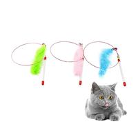 Kisangel 3 pièces Lot de Baguettes à Plumes Colorées avec Fil Acier pour Chat Interactif Antidérapant pour Jeux Maison Stimule Activité et Renforce Lien Chat Couleurs Couleur Aléatoire