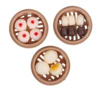 Kisangel 3 pièces Mini Food Model Set Miniature Steamer Food for Mini House Decor Collectors Photography Prop and Children Toy