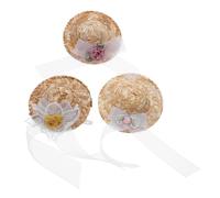 Kisangel 3 Pièces Mini Pet Hat Set with Floral Design Small Woven Caps for Chickens Hamsters Parrots and Birds Cute Accessories for Pet Birthday Parties and Festivals