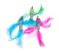 Kisangel 3pièces Jouet Interactif pour Chat Lot de Têtes Poissons Peluche Colorées Stimulant Instinct Ludique des Chatons pour Jeu Intérieur Et Exercice Matériaux Durables Et Sécuritaires