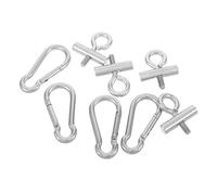 Kisangel 4 Ensembles Kit de Butoirs de Rail Acier Inoxydable avec Mousquetons pour Fixation Stable de Voile Ombrage Accessoires Compatibles Camping-Car Caravane et Auvent Extérieur