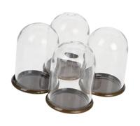 Kisangel 4 Pièces Cloche avec Base Métallique pour Miniature Support de Fleurs Vitrine pour Miniatures Décoration de Maison de Poupée et Accessoire de