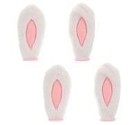 Kisangel 4 Pièces de Casque Oreilles de Lapin Blanches en Peluche Kawaii | Accessoire Léger et Amovible, Finition Douce et Duveteuse, pour Casque de Vélo ou Trottinette Électrique