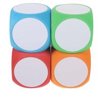 Kisangel 4 pièces Dés Mousse Effaçables à Sec Dés Ronds Vierges DIY pour Jeu Éducatif et Activités Garçon Fille Couleurs Rouge Orange Bleu Vert