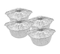 Kisangel 4 pièces Lot de Papier avec Couvercle Pans Jetables et Portables pour Barbecue Extérieur Camping et Cuisson Sécurisée