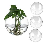 Kisangel 4 Pièces Vases Muraux Transparent pour Plantes Hydroponiques Jardinières Suspendues Élégantes avec Haute Transparence et Design Gain de Place