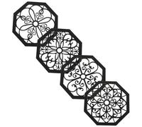 Kisangel 4pièces Décoration Murale Bois Vintage De Appliques Floral Sculptées Pour Maison Art De Mur Européen Élégant Pour Fenêtres Portes Et Meubles