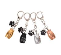 Kisangel 4pièces Porte-clés Urne Funéraire pour Chien Pendentif Patte Animal Souvenir de Cendres de Chien Porte-clés Capsule Médaillon de Poils pour Animaux Mini Porte-clés de Rangement