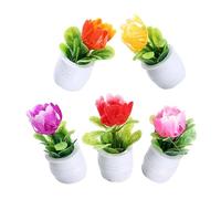 Kisangel 5 pièces Miniature Plantes Artificielles Bonsaï Lot de Pots Miniatures Décoratives pour Maison de Poupée et Photo Prop Mini Fausse Plante Verte Facile Entretien