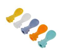 Kisangel 5 Pièces Silicone Spoons Set With Pouch Attachment Heat Resistant Mess Food Dispensing Toppers For One Handed Feeding