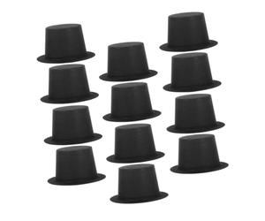 Kisangel 50 Pièces Mini-chapeau Pince à Chapeau Noir x Haut De Forme Pour Hommes Mini Bonhomme De Neige Pour Le Bricolage Déguisement Melon Flocage En Pvc Black