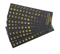 Kisangel 6 Feuilles Autocollants Clavier Anglais Lettres Jaunes Mates Texture Délicate pour Ordinateur Portable et PC Remplacement Clavier Esthétique