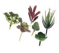 Kisangel 6 Pcs Mini Plantes Succulentes Artificielles Assortiment sans Pot Décoratif Flowe Réaliste Artificielle Faux Succulentes Pics De Fleurs en Plastique Tiges De Cactus Bonsaï Décor À