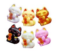 Kisangel 6 Pièces Chat Chanceux Japonais Mini Figurines Décoration de Bureau Chambre Statuettes de Chat Chanceux Ensemble