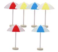 Kisangel 6 pièces Miniature Beach Umbrella Set Mini Sun Umbrellas Décor for Doll House Micro Landscape Accessories and Safe Materials