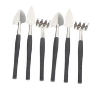 Kisangel 6 Pièces Set de Outils de Jardinage Compacts pour Plantes Pot Mini Pelle Transplantoir et Râteau pour Entretien Intérieur et Extérieur des Bonsaïs et