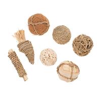Kisangel 7 Pièces Pet Gnawing Grass Balls Natural Chew Toys for Small Animals Rabbit Guinea Pig Hamster Teething Treats Cage Accessories for Stress Relief and Dental Care