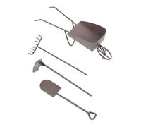 Kisangel 8 Pièces Kit Outils Miniatures de Jardinage pour Dollhouse Mini Brouette Pelle Râteau Rouille pour Soins Succulentes et Décoration Micro Paysage