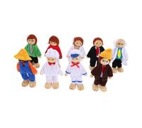 Kisangel 9 Pièces Figurines Bois pour Maison de Poupée Famille Miniature Flexible Jouets Imitation pour Garçon Fille Jouets Histoire avec Figures Articulées Métiers Médecin Ouvrier Chef