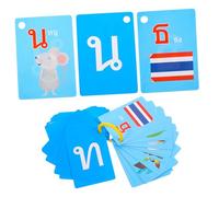 Kisangel 90 pièces Apprentissage Thaï Cartes Éducatives Portables pour Garçon Fille et Tout-Petits Lettres et Mots pour Apprendre la Langue Thaïe