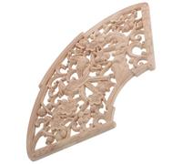 Kisangel Applique Décorative en Bois Sculpté Non Peinte Motif Éventail D’Éventail 40 X 20 CM Moulure D’Angle pour Meubles, Porte, Commode et Décoration Murale Artisanale