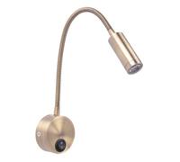 Kisangel Applique Murale LED Dorée pour Chevet Lampe de Lecture Étudiante avec Protection des Yeux Lumière Chaude Interrupteur Intégré Design Européen pour Chambre et Bureau