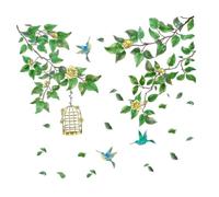 Kisangel Autocollants Muraux Plantes et Oiseaux Décoratifs Stickers Muraux Fleurs Amovibles pour Chambre Sans Trace Faciles à Poser Décoration Naturelle DIY