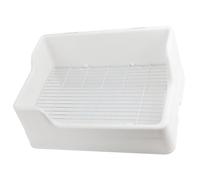 Kisangel Bac à Litière pour Cage à Lapin et Cochon d'Inde en Plastique Blanc, Facile à Nettoyer Entrée Basse et Structure en Parties Séparées