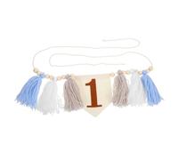 Kisangel Bannière Chaise Haute An avec Tassels Laine et Perles Bois Décoration Anniversaire Fille Ornement Fête