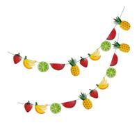 Kisangel Bannière de Fête Thème des Fruits en Papier 2 Pièces Motifs Melon, Banane, Fruit la Passion et Ananas pour Décoration D'anniversaire et Fête D'