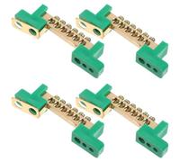Kisangel Barre de Mise la Terre en Cuivre 6 Positions Verte, Bornier à Vis Compact 4 Pièces 6x9 Mm, Bloc de Connexion Terminal Électrique pour Tableau de Distribution et Installation