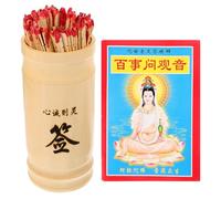 Kisangel Bâtonnets de Divination Chinois en Bambou avec Seau de Rangement Blanc, Kit Complet 100 Bâtons de Fortune Bouddhistes, Accessoires de Divination pour Temple, Famille et Jeux