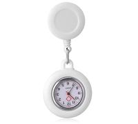 Kisangel Blanc Montre de Poche D'infirmière Quartz, à Clip Rétractable | Coque Amovible, Modèle Léger et Simple, pour Usage Infirmier Quotidien, Style Mignon